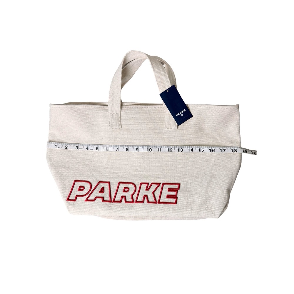 PARKE x Target Large Canvas Tote Bag Natural Red Logo NWT - Picture 3 of 6